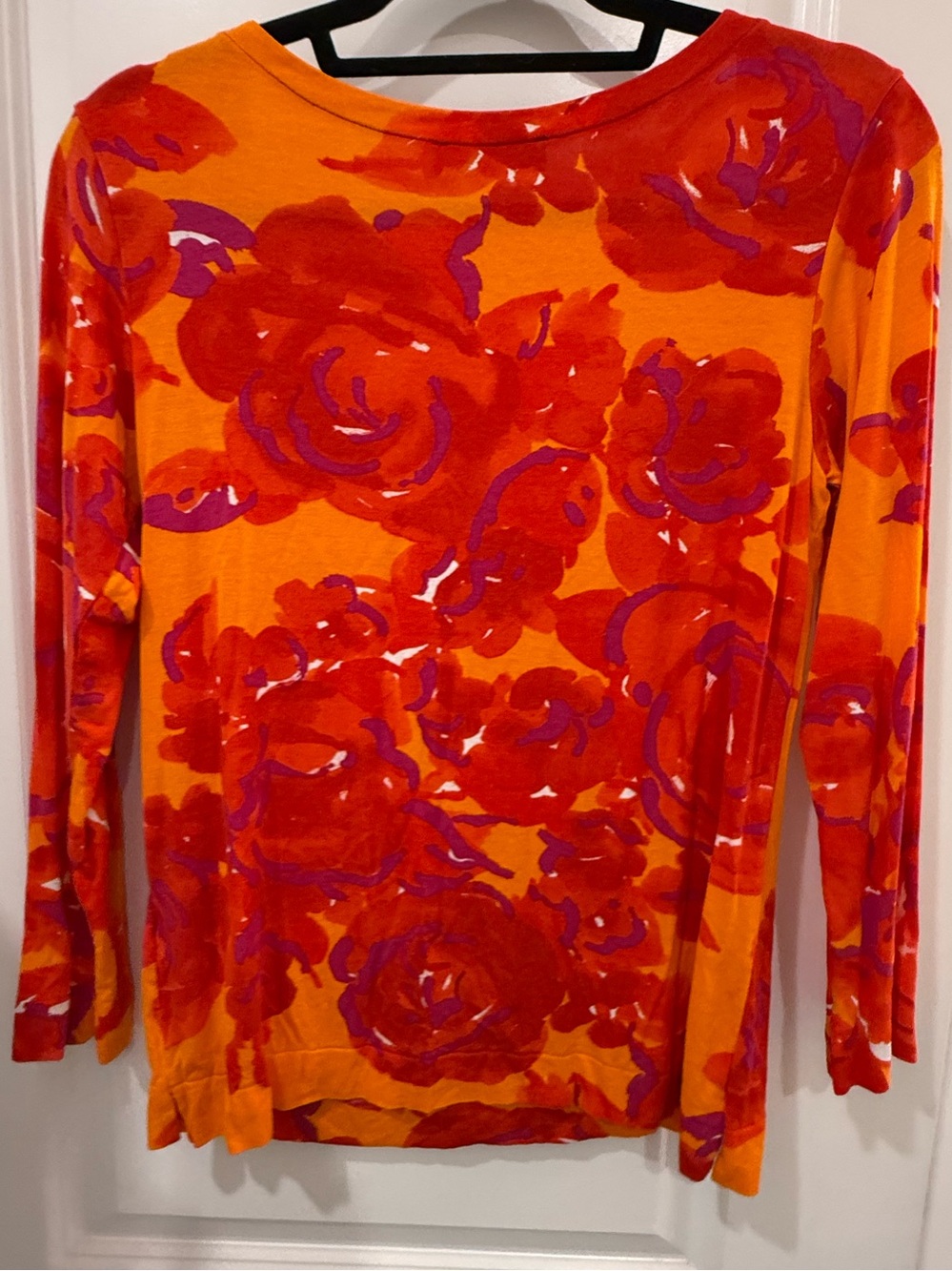 Piazza Sempione Made in Italy Floral Scoop Neck Top Orange Red Pink Designer” - Picture 5 of 8